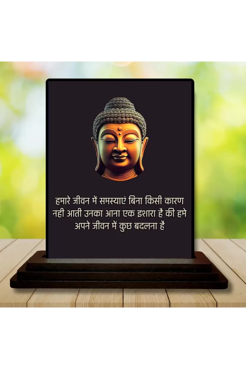 Car Dashboard Gautama Buddha Wooden Photo Stand  3x4 Inches, Compact & Stylish Spiritual Display For Car, Home & Office (Pack Of 1) (F48892)