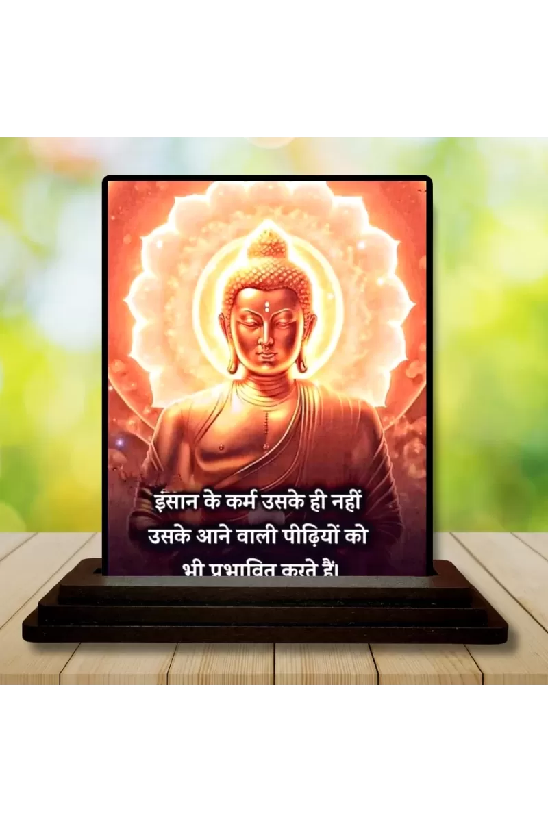Car Dashboard Gautama Buddha Wooden Photo Stand  3x4 Inches, Compact & Stylish Spiritual Display For Car, Home & Office (Pack Of 1) (F48893)