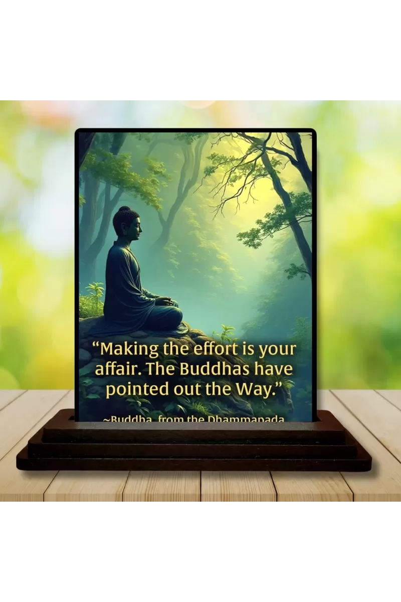 Car Dashboard Gautama Buddha Wooden Photo Stand  3x4 Inches, Compact & Stylish Spiritual Display For Car, Home & Office (Pack Of 1) (F48894)