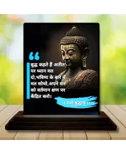 Car Dashboard Gautama Buddha Wooden Photo Stand  3x4 Inches, Compact & Stylish Spiritual Display For Car, Home & Office (Pack Of 1) (F48896)