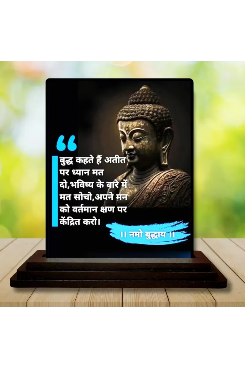 Car Dashboard Gautama Buddha Wooden Photo Stand  3x4 Inches, Compact & Stylish Spiritual Display For Car, Home & Office (Pack Of 1) (F48896)