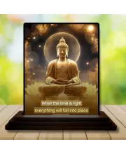 Car Dashboard Gautama Buddha Wooden Photo Stand  3x4 Inches, Compact & Stylish Spiritual Display For Car, Home & Office (Pack Of 1) (F48897)