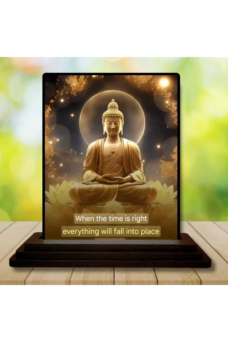 Car Dashboard Gautama Buddha Wooden Photo Stand  3x4 Inches, Compact & Stylish Spiritual Display For Car, Home & Office (Pack Of 1) (F48897)