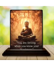 Car Dashboard Gautama Buddha Wooden Photo Stand  3x4 Inches, Compact & Stylish Spiritual Display For Car, Home & Office (Pack Of 1) (F48898)