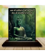 Car Dashboard Gautama Buddha Wooden Photo Stand  3x4 Inches, Compact & Stylish Spiritual Display For Car, Home & Office (Pack Of 1) (F48900)