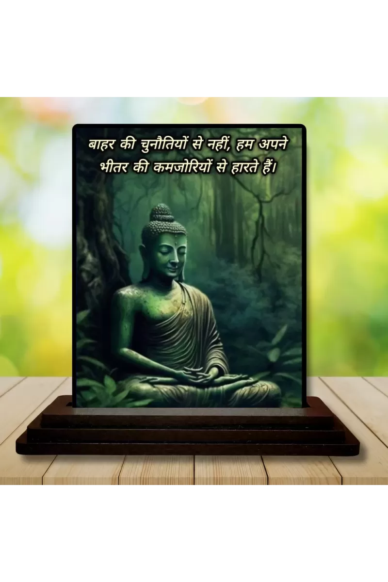Car Dashboard Gautama Buddha Wooden Photo Stand  3x4 Inches, Compact & Stylish Spiritual Display For Car, Home & Office (Pack Of 1) (F48900)