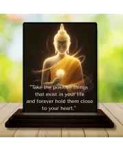 Car Dashboard Gautama Buddha Wooden Photo Stand  3x4 Inches, Compact & Stylish Spiritual Display For Car, Home & Office (Pack Of 1) (F48905)
