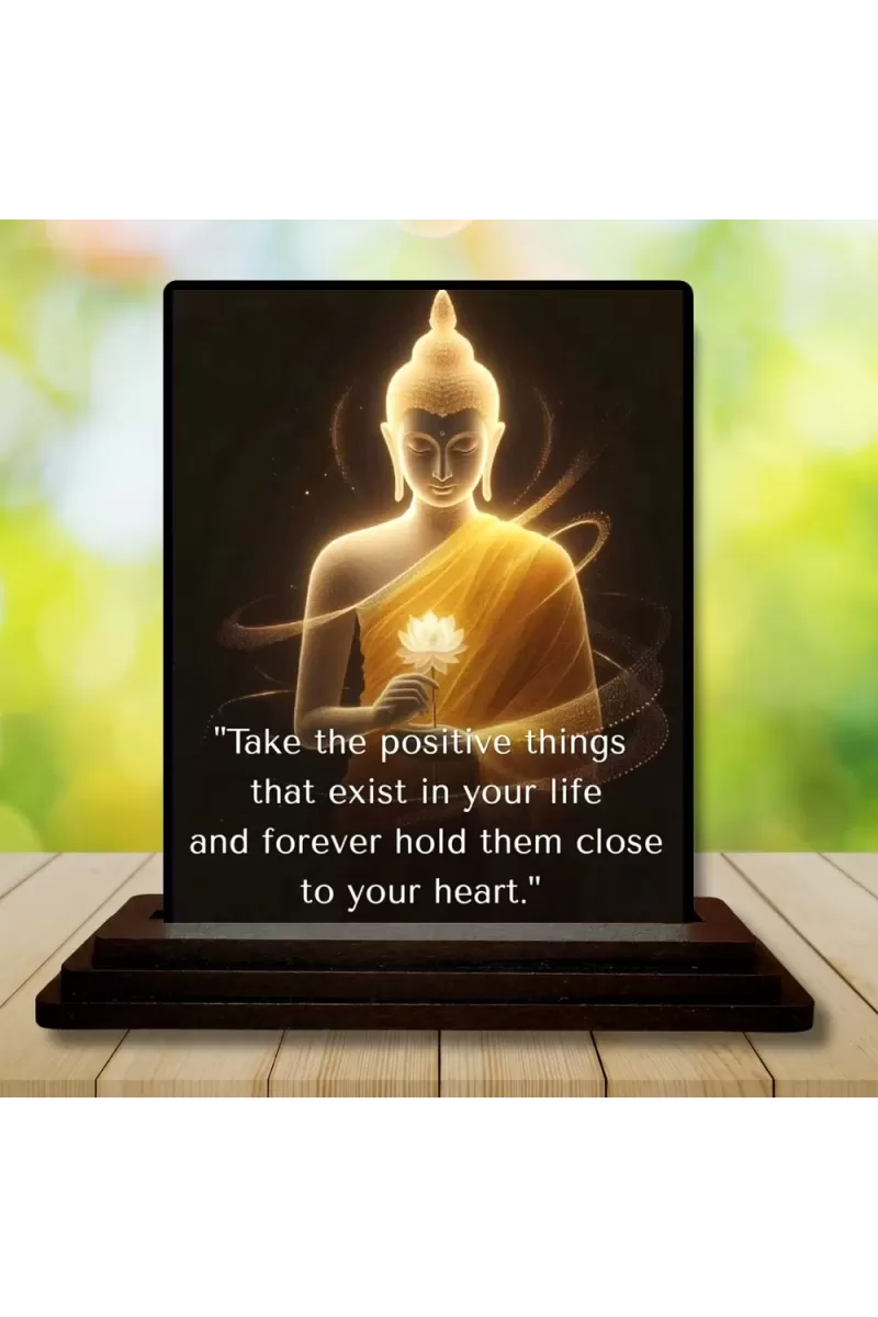 Car Dashboard Gautama Buddha Wooden Photo Stand  3x4 Inches, Compact & Stylish Spiritual Display For Car, Home & Office (Pack Of 1) (F48905)