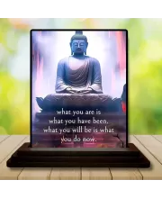 Car Dashboard Gautama Buddha Wooden Photo Stand  3x4 Inches, Compact & Stylish Spiritual Display For Car, Home & Office (Pack Of 1) (F48906)
