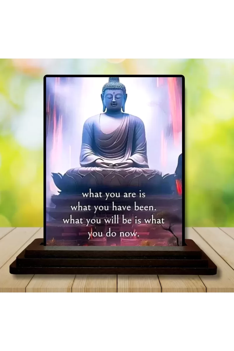Car Dashboard Gautama Buddha Wooden Photo Stand  3x4 Inches, Compact & Stylish Spiritual Display For Car, Home & Office (Pack Of 1) (F48906)
