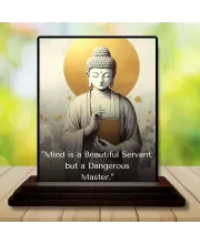 Car Dashboard Gautama Buddha Wooden Photo Stand  3x4 Inches, Compact & Stylish Spiritual Display For Car, Home & Office (Pack Of 1) (F48907)