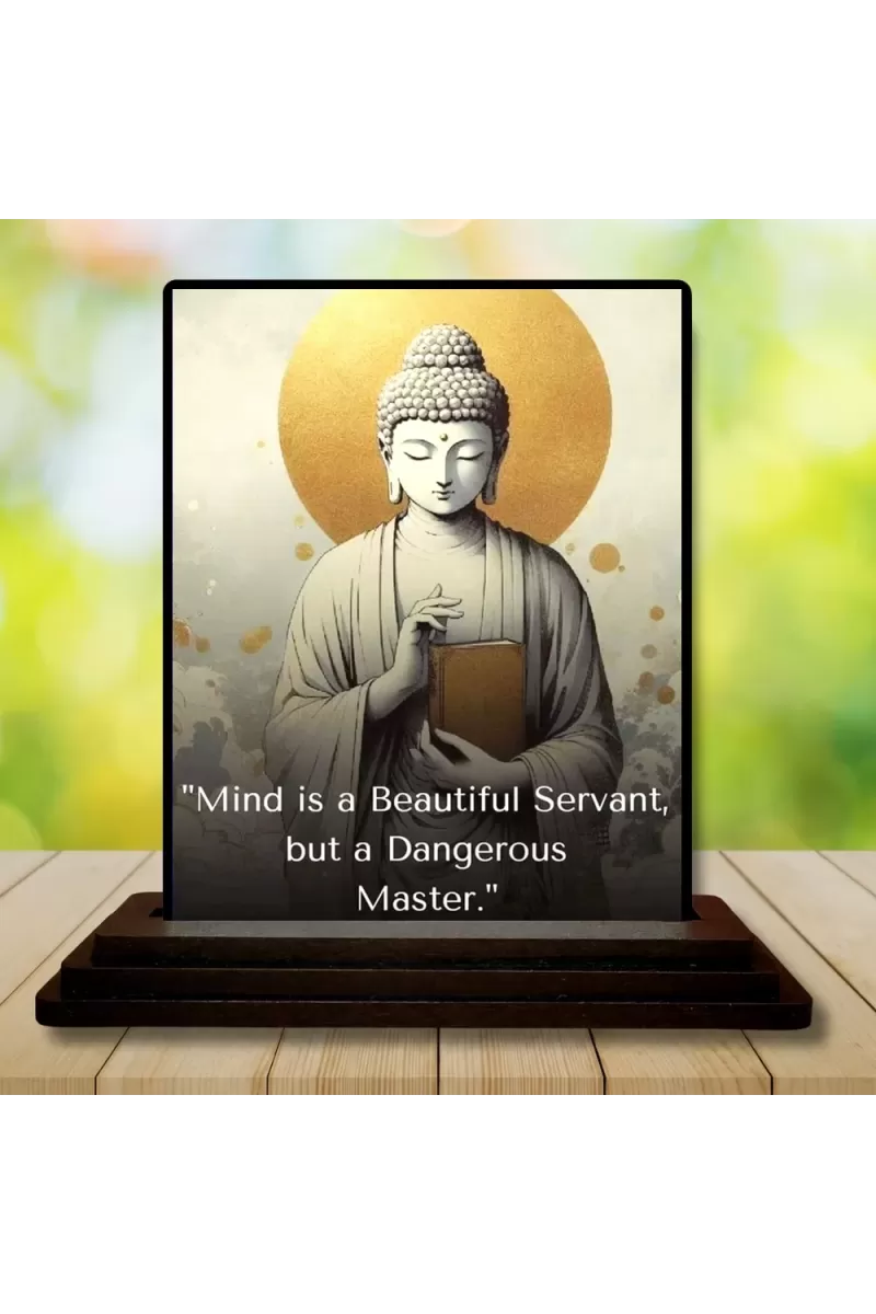 Car Dashboard Gautama Buddha Wooden Photo Stand  3x4 Inches, Compact & Stylish Spiritual Display For Car, Home & Office (Pack Of 1) (F48907)