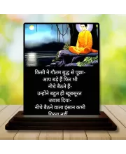 Car Dashboard Gautama Buddha Wooden Photo Stand  3x4 Inches, Compact & Stylish Spiritual Display For Car, Home & Office (Pack Of 1) (F48908)