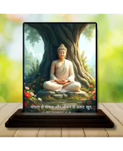 Car Dashboard Gautama Buddha Wooden Photo Stand  3x4 Inches, Compact & Stylish Spiritual Display For Car, Home & Office (Pack Of 1) (F48909)