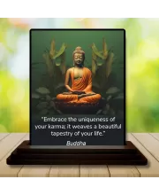 Car Dashboard Gautama Buddha Wooden Photo Stand  3x4 Inches, Compact & Stylish Spiritual Display For Car, Home & Office (Pack Of 1) (F48911)