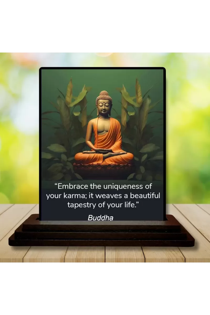 Car Dashboard Gautama Buddha Wooden Photo Stand  3x4 Inches, Compact & Stylish Spiritual Display For Car, Home & Office (Pack Of 1) (F48911)