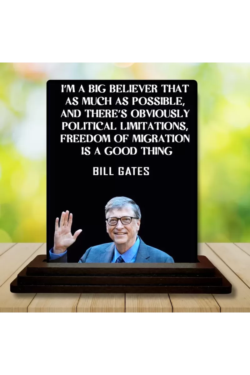 Car Dashboard Bill Gates Wooden Photo Stand  3x4 Inches, Compact & Stylish Spiritual Display For Car, Home & Office (Pack Of 1) (F48912)