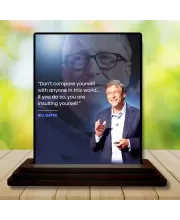 Car Dashboard Bill Gates Wooden Photo Stand  3x4 Inches, Compact & Stylish Spiritual Display For Car, Home & Office (Pack Of 1) (F48915)