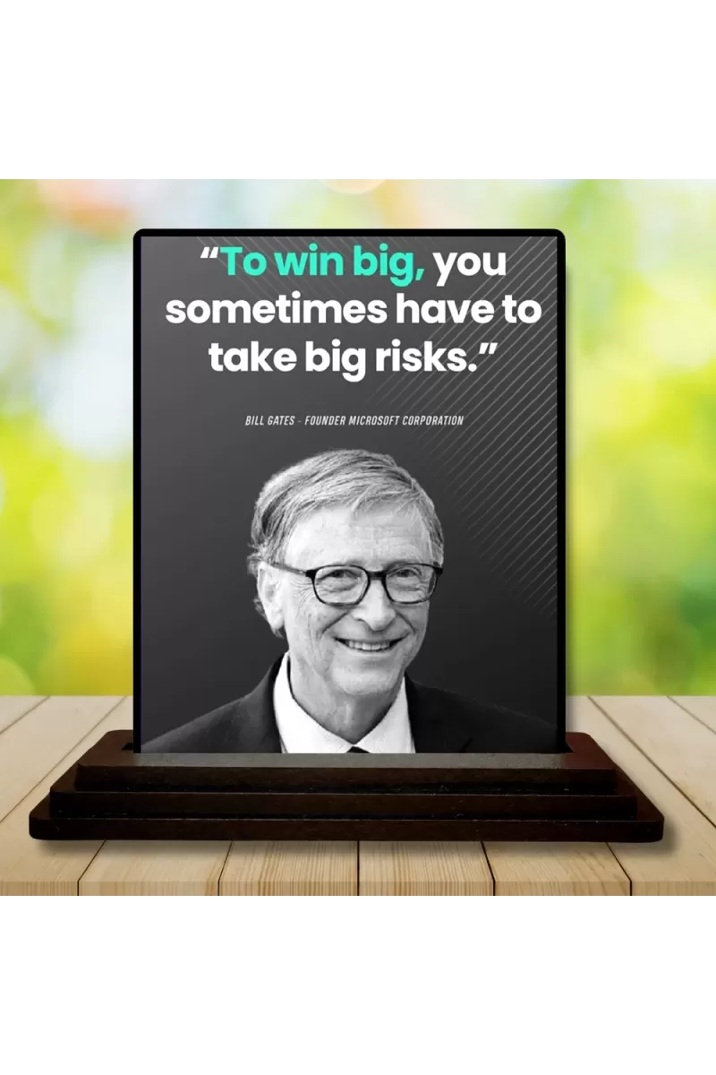Car Dashboard Bill Gates Wooden Photo Stand  3x4 Inches, Compact & Stylish Spiritual Display For Car, Home & Office (Pack Of 1) (F48916)
