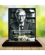 Car Dashboard Bill Gates Wooden Photo Stand  3x4 Inches, Compact & Stylish Spiritual Display For Car, Home & Office (Pack Of 1) (F48917)