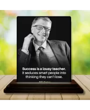 Car Dashboard Bill Gates Wooden Photo Stand  3x4 Inches, Compact & Stylish Spiritual Display For Car, Home & Office (Pack Of 1) (F48918)