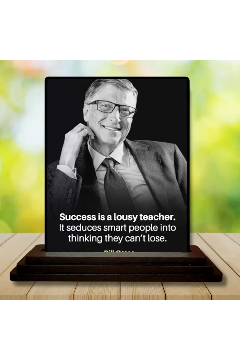 Car Dashboard Bill Gates Wooden Photo Stand  3x4 Inches, Compact & Stylish Spiritual Display For Car, Home & Office (Pack Of 1) (F48918)