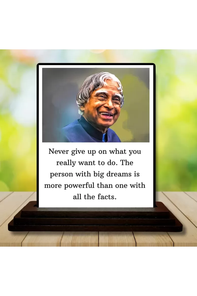 Car Dashboard Abdul Kalam Wooden Photo Stand  3x4 Inches, Compact & Stylish Spiritual Display For Car, Home & Office (Pack Of 1) (F48925)