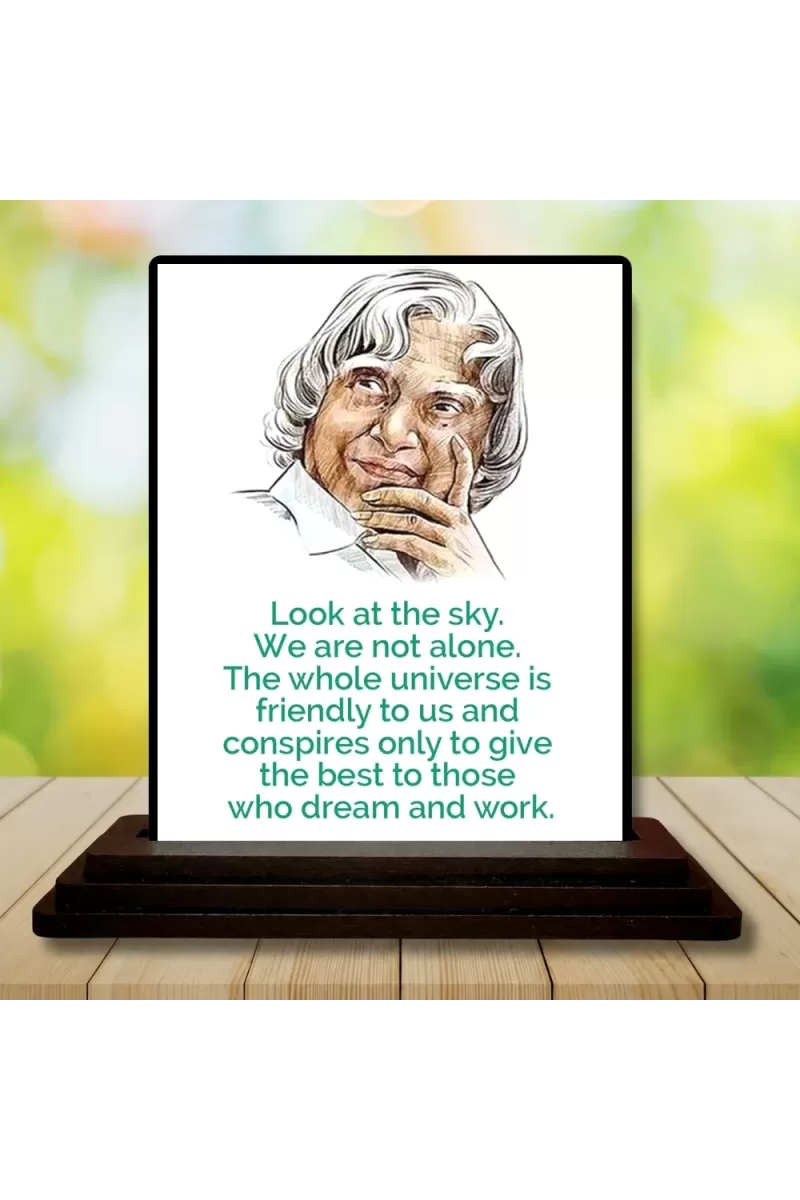 Car Dashboard A P J Abdul Kalam Wooden Photo Stand  3x4 Inches, Compact & Stylish Spiritual Display For Car, Home & Office (Pack Of 1) (F48932)