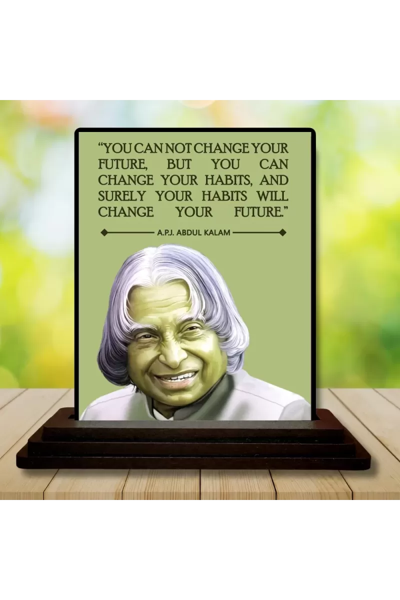 Car Dashboard A.P.J. Abdul Kalam Wooden Photo Stand  3x4 Inches, Compact & Stylish Spiritual Display For Car, Home & Office (Pack Of 1) (F48942)