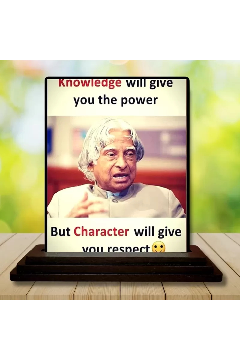 Car Dashboard Abdul Kalam Wooden Photo Stand  3x4 Inches, Compact & Stylish Spiritual Display For Car, Home & Office (Pack Of 1) (F48957)