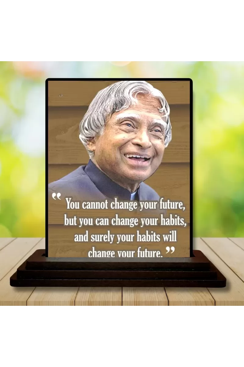 Car Dashboard Abdul Kalam Wooden Photo Stand  3x4 Inches, Compact & Stylish Spiritual Display For Car, Home & Office (Pack Of 1) (F48961)