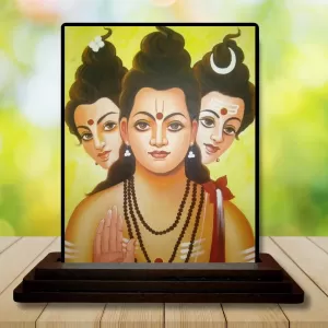 Car Dashboard Lord Shiva Wooden Photo Stand  3x4 Inches, Compact & Stylish Spiritual Display For Car, Home & Office (Pack Of 1) (F48965)
