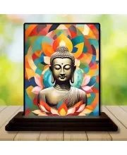 Car Dashboard The Buddha Wooden Photo Stand  3x4 Inches, Compact & Stylish Spiritual Display For Car, Home & Office (Pack Of 1) (F48966)