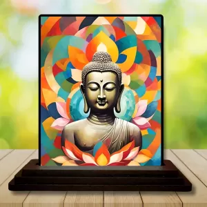 Car Dashboard The Buddha Wooden Photo Stand  3x4 Inches, Compact & Stylish Spiritual Display For Car, Home & Office (Pack Of 1) (F48966)