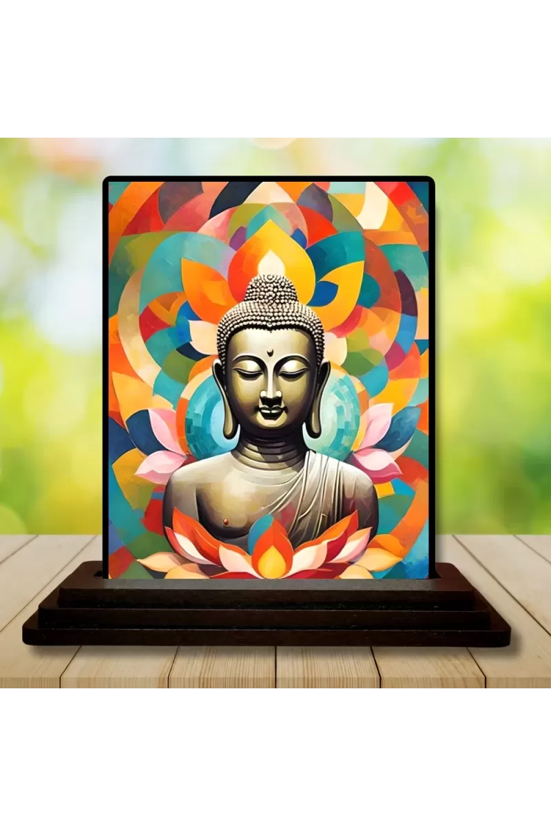 Car Dashboard The Buddha Wooden Photo Stand  3x4 Inches, Compact & Stylish Spiritual Display For Car, Home & Office (Pack Of 1) (F48966)