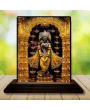 Car Dashboard Krishna Wooden Photo Stand  3x4 Inches, Compact & Stylish Spiritual Display For Car, Home & Office (Pack Of 1) (F48969)