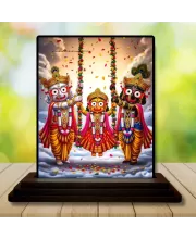 Car Dashboard Lord Jagannatha Wooden Photo Stand  3x4 Inches, Compact & Stylish Spiritual Display For Car, Home & Office (Pack Of 1) (F48971)