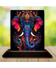 Car Dashboard Ganesha Wooden Photo Stand  3x4 Inches, Compact & Stylish Spiritual Display For Car, Home & Office (Pack Of 1) (F48973)