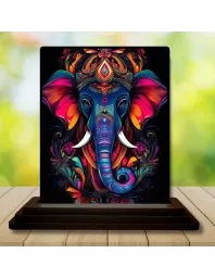 Car Dashboard Ganesha Wooden Photo Stand  3x4 Inches, Compact & Stylish Spiritual Display For Car, Home & Office (Pack Of 1) (F48973)