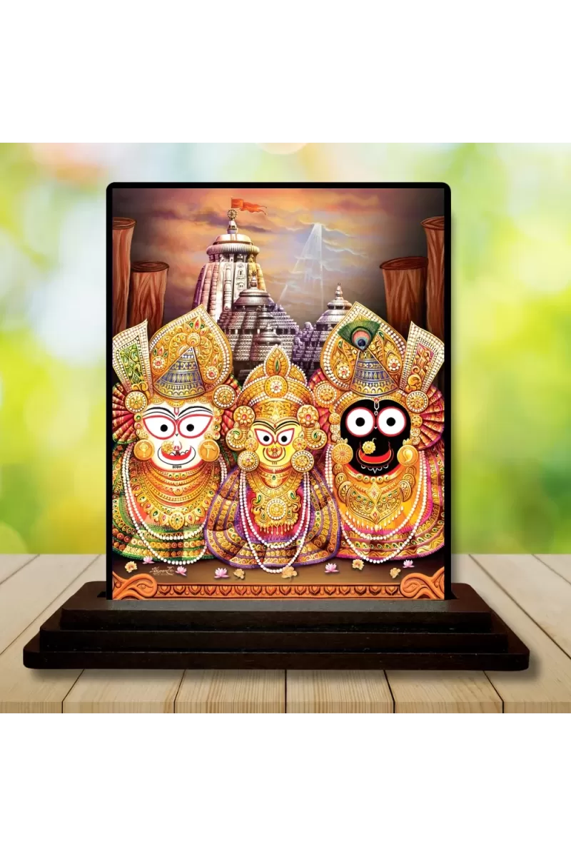 Car Dashboard Lord Jagannath Wooden Photo Stand  3x4 Inches, Compact & Stylish Spiritual Display For Car, Home & Office (Pack Of 1) (F48979)