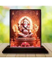 Car Dashboard LordLord Ganesha Wooden Photo Stand  3x4 Inches, Compact & Stylish Spiritual Display For Car, Home & Office (Pack Of 1) (F48983)