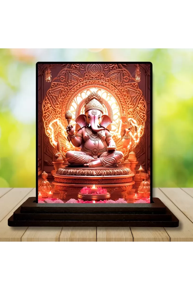 Car Dashboard LordLord Ganesha Wooden Photo Stand  3x4 Inches, Compact & Stylish Spiritual Display For Car, Home & Office (Pack Of 1) (F48983)
