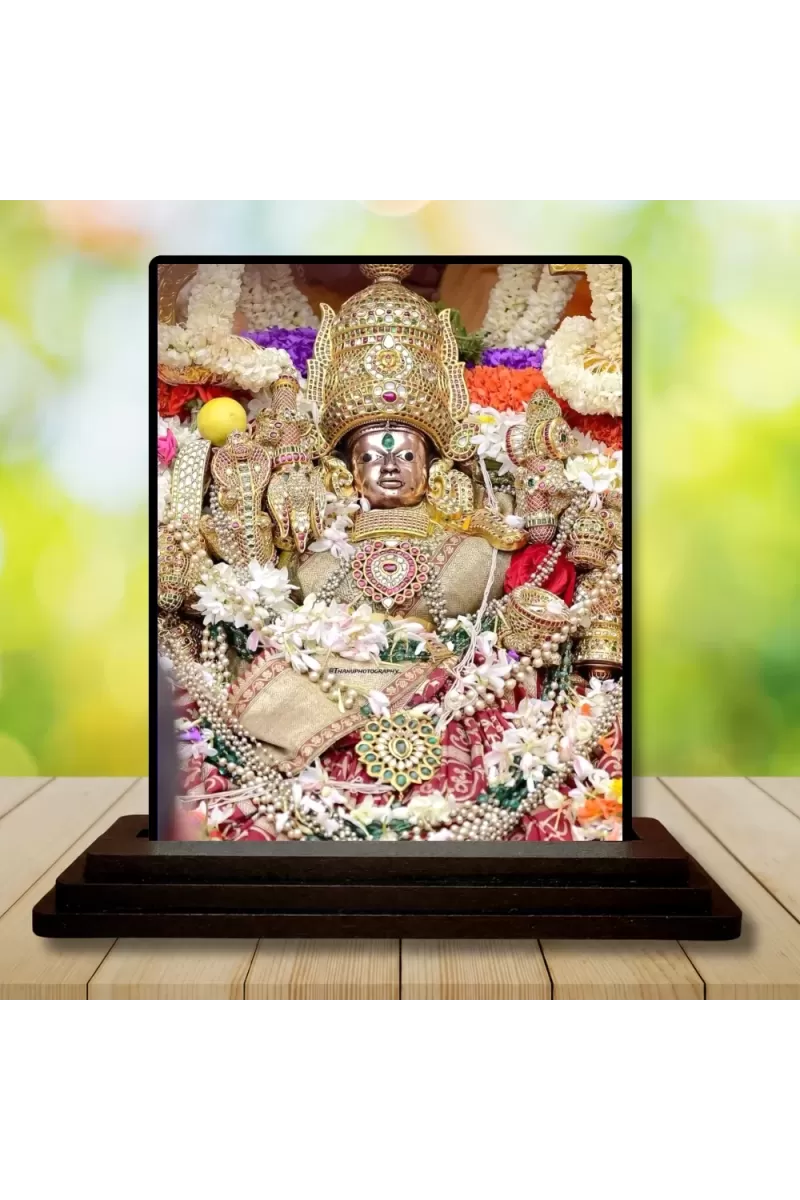 Car Dashboard Venkateswara Wooden Photo Stand  3x4 Inches, Compact & Stylish Spiritual Display For Car, Home & Office (Pack Of 1) (F48984)