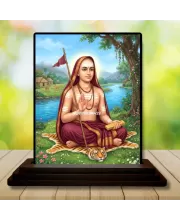 Car Dashboard Adi Shankara Wooden Photo Stand  3x4 Inches, Compact & Stylish Spiritual Display For Car, Home & Office (Pack Of 1) (F48985)