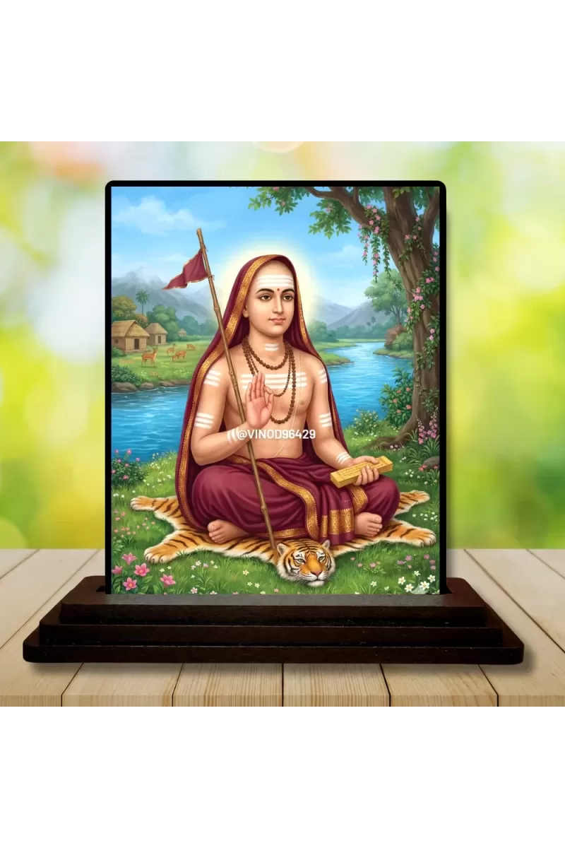 Car Dashboard Adi Shankara Wooden Photo Stand  3x4 Inches, Compact & Stylish Spiritual Display For Car, Home & Office (Pack Of 1) (F48985)
