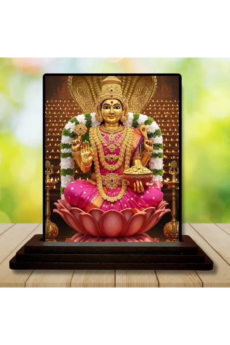 Car Dashboard Lakshmi Wooden Photo Stand  3x4 Inches, Compact & Stylish Spiritual Display For Car, Home & Office (Pack Of 1) (F48987)