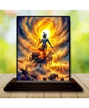 Car Dashboard Krishna Wooden Photo Stand  3x4 Inches, Compact & Stylish Spiritual Display For Car, Home & Office (Pack Of 1) (F48988)