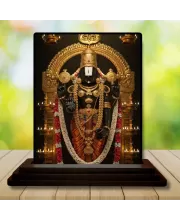 Car Dashboard Venkateswara Wooden Photo Stand  3x4 Inches, Compact & Stylish Spiritual Display For Car, Home & Office (Pack Of 1) (F48989)