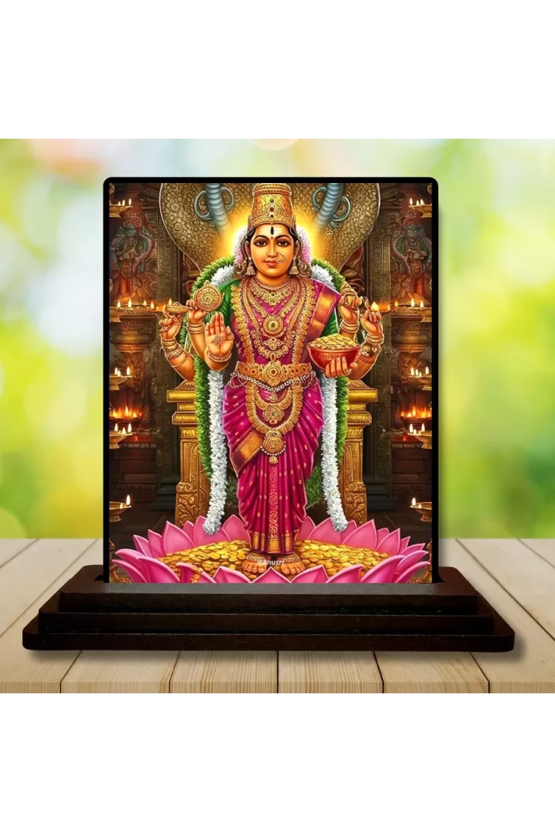 Car Dashboard Lakshmi Wooden Photo Stand  3x4 Inches, Compact & Stylish Spiritual Display For Car, Home & Office (Pack Of 1) (F48993)