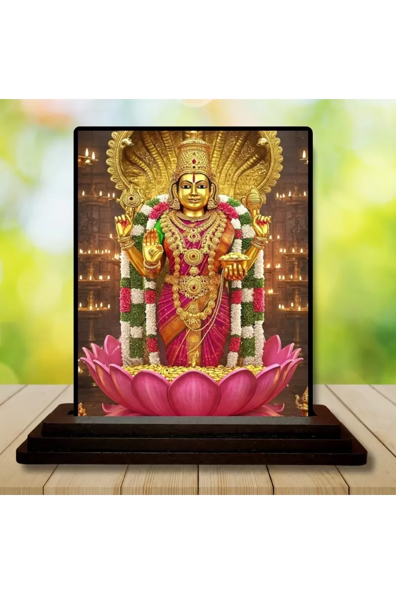 Car Dashboard Lakshmi Wooden Photo Stand  3x4 Inches, Compact & Stylish Spiritual Display For Car, Home & Office (Pack Of 1) (F48994)